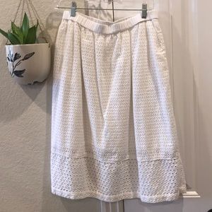 J. Crew White Knee length Skirt.